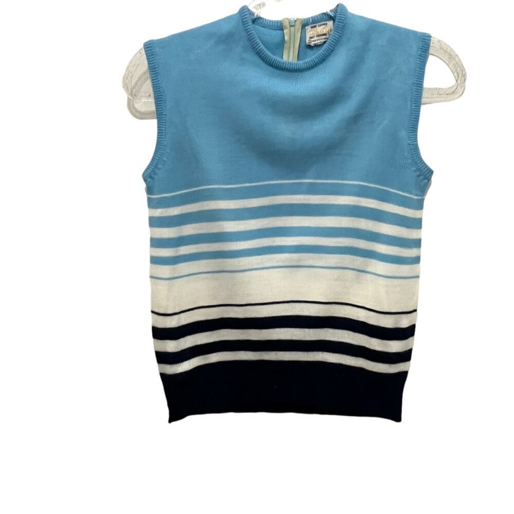 1960s Sweater Tank Top Knit Coastal Grandma Preppy Old Money XS S Vintage SZ 34